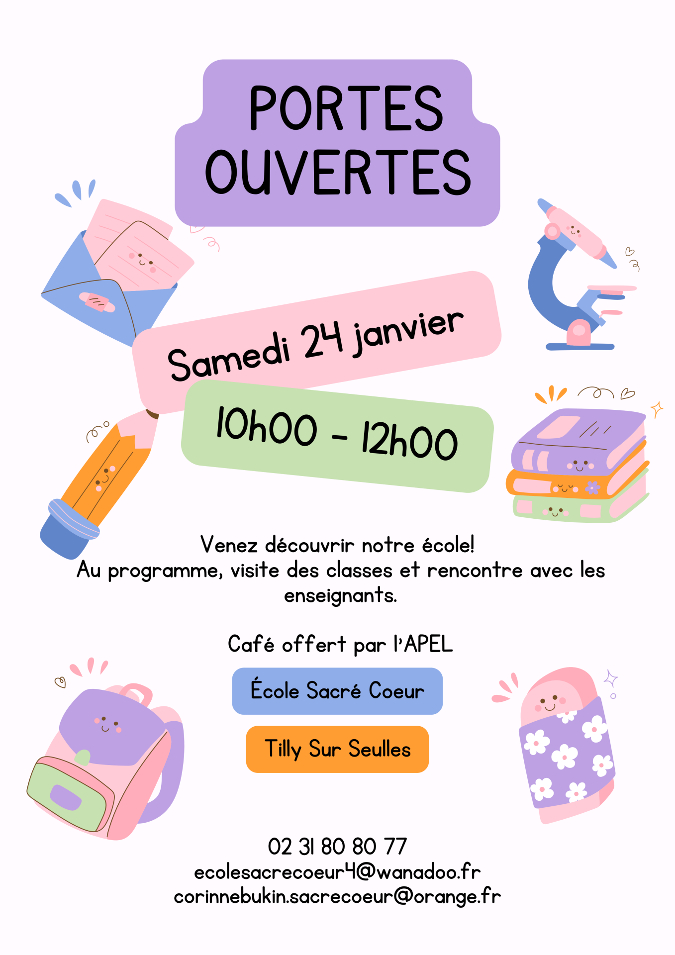 Affiche portes ouvertes Sacré-Coeur Tilly sur Seulles